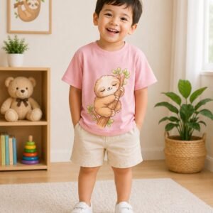 Boys Pink Printed Cotton Half Sleeve T-Shirt – Comfortable Kids Wear