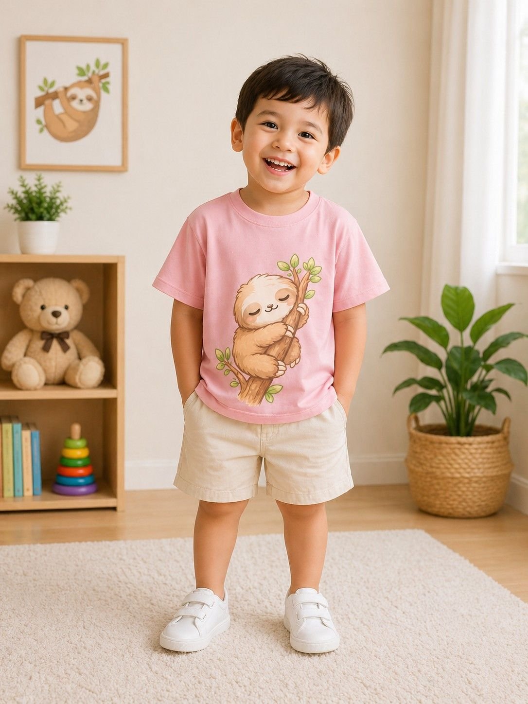 Boys Pink Printed Cotton Half Sleeve T-Shirt – Comfortable Kids Wear