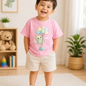Boys Pink Printed Cotton Half Sleeve T-Shirt – Comfortable Kids Wear