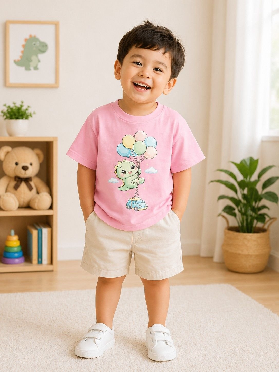 Boys Pink Printed Cotton Half Sleeve T-Shirt – Comfortable Kids Wear