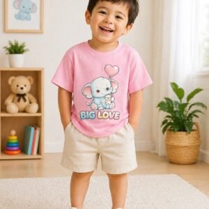 Boys Pink Printed Cotton Half Sleeve T-Shirt – Comfortable Kids Wear