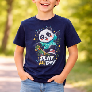 Kids Navy Blue Printed T-Shirt Online India | Comfortable Cotton Kids Wear