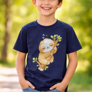 Kids Navy Blue Printed Half Sleeve T-Shirt | Soft Cotton Comfortable Wear for Boys & Girls