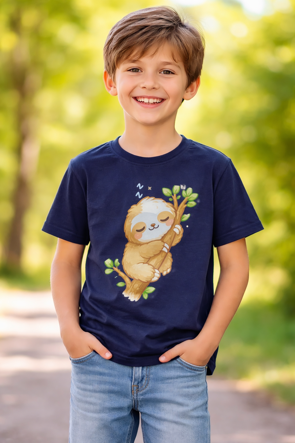 Kids Navy Blue Printed Half Sleeve T-Shirt | Soft Cotton Comfortable Wear for Boys & Girls